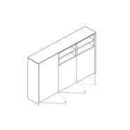Armoire mi-haute push open Ostara O6 - 3 compartiments portes battantes et modules ouverts - L184 x H130 cm_3