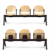 DIAM - Poutre à assise relevable automatique en multiplis de hêtre et acier époxy noir, idéale pour auditorium et amphithéâtres_3