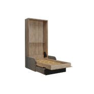 Lit escamotable style industriel KEY SOFA - Canapé avec accoudoirs tissu et tiroirs de rangement - Couchage 90x200 cm_3