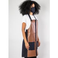 Tablier à bavette - modèle cannes en denim avec empiècement cuir ou simili-cuir - personnalisable et fabriqué en France_3