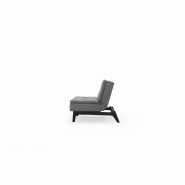 Fauteuil design convertible Dublexo Eik Innovation Living - tissu gris Twist Charcoal - couchage 90x115 cm - piétement chêne teinté noir_3