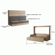 ARMOIRE LIT ESCAMOTABLE VERTIGO SOFA CHÊNE CANAPÉ GRIS COUCHAGE 140*200 CM_3