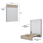 Armoire lit escamotable ultra plate ALADYNO - Blanc mat et chêne - 160x200 cm avec ouverture assistée_3