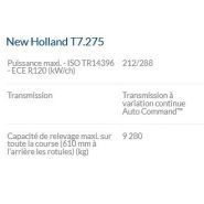 Puissant tracteur T7.275 New Holland pour applications lourdes et polyvalentes