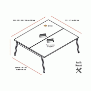 Bureau 2 personnes Ogi W - MDD - Non, Blanc, Bouleau clair, 120 x 121 cm_3