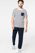T-shirt rayé marin avec poche - manches courtes homme - Kariban - Réf: K378 - 100% coton - différentes tailles et couleurs_3