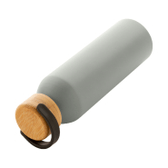 Bouteille en aluminium - 600 ml - avec couvercle en bambou - couleur gris - poids 150 gr_3