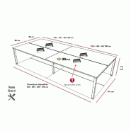 Bench 4 personnes Tempo - Mobel linea - 240, Anthracite, Chêne grisé_3