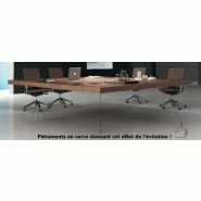 Table de réunion carrée Kyo avec pieds verre - Martex - Noyer_3