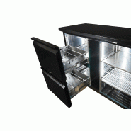 Arrière bar réfrigérée noir 2 portes et 2 tiroirs l2002mm 7450.0321 COMBISTEEL_3