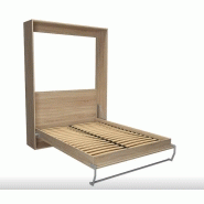 Armoire lit escamotable SMART-V2 - Chêne naturel - Couchage 160 x 200 cm avec colonne armoire intégrée_3