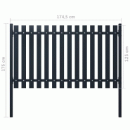 Vidaxl panneau clôture anthracite 174,5x125 cm acier enduit de poudre 146472_3