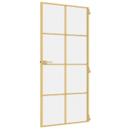 Vidaxl porte intérieure mince doré 93x201,5 cm verre trempé aluminium 155142_3
