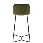 Chaise de bar RATRI - Velours vert olive, piétement métal noir, design industriel_3