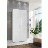 Composition d'angle dressing MADDY 174 x 259 cm - façade laquée blanc cassé brillant et poignées chromées_3