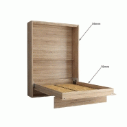 Armoire lit escamotable Mykonos - chêne naturel et beige - couchage 160x200 cm - ouverture assistée_3