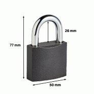 Cadenas à clé en fer - largeur 50 mm - bon niveau de sécurité - double ancrage_3