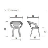 Ensemble de 4 fauteuils LINER - Monocoque polypropylène - Pieds bois - 4 finitions - Référence 8115 SR M_3