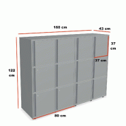 Meuble 12 cases de couleur - MDD - Blanc, A clé, 4 x 3 cases_3