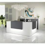 Comptoir d'accueil d'angle avec 2 réhausses Delta - Mobel Linea. - 184, Droite, Blanc, Non, Anthracite_3