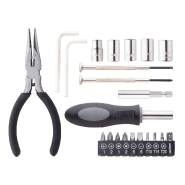 Set d'outils en métal - 22 pièces - avec valise en plastique - tournevis, pince, clés Allen, douilles et mèches_3