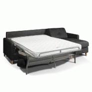 Canapé d'angle scandinave convertible express - Couchage quotidien 160 cm - Microfibre gris graphite - Matelas 16 cm_3