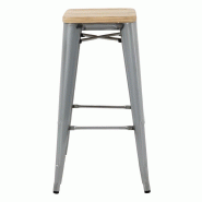 Tabourets hauts en acier galvanisé avec assise en bois Bistro (lot de 4) | Bolero - GM638_3