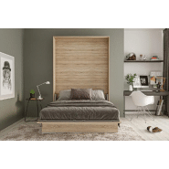 Armoire lit escamotable BERMUDES - chêne - 140x200 cm - ouverture assistée et sommier à lattes_3