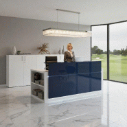 Banque d'accueil avec étagère intégrée Avant - Ofitres - 217, Blanc, Gauche, Oui, Bleu marine brillant_3