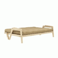 Canapé convertible futon Grab - Pin massif naturel - Coloris beige blé - Couchage 130 x 190 cm_3