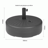 Pied de parasol en plastique noir 40L (rempli) | Bolero - DZ884_3