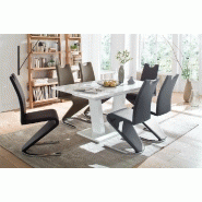 Lot de 2 chaises ALBI en tissu marron - piètement luge en tube chrome - design chic et moderne_3