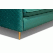 Canapé lit scandinave 3 places Lagos 140 cm - ouverture express, sommier à lattes, matelas 13 cm en velours vert canard_3