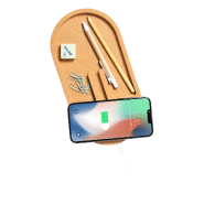 Chargeur sans fil de bureau - organisateur en liège naturel avec support téléphone intégré - 10W_3