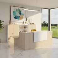 Bureau d'accueil d'angle avec accès PMR Delta Plus - Mobel Linea - 224, Acacia clair, Gauche, Non_0