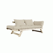 Banquette méridienne convertible futon BEBOP - Pin naturel beige - Couchage 75x200 cm_3