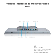Panel PC industriel fanless 23.8 pouces 16:9 Full HD pour HMI, supervision et automatisation - EVI-24WAC, façade avant IP66, connectique complète_3