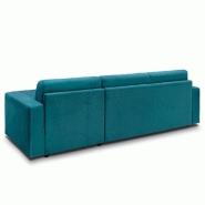Canapé d'angle convertible Night Edition - Velours bleu paon - Couchage express 140 cm avec matelas Excellence Literie 14 cm_3