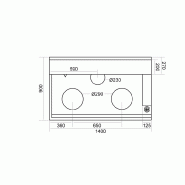 Fourneau wok 3 Bruleurs L 1390 (2xØ290) Avec Rideau D'eau ASIA II CR  BERTRAND - TURBO_3