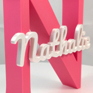 Mot sur initiale en Impression 3D - Argent texturé_3