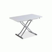 Table basse relevable extensible Trendy - mélaminé chêne blanc avec pied chromé - 110 x 70/140 cm_3
