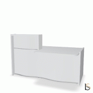 Banque d'accueil compacte WAVE avec plateau bas - MDD - 200, Blanc brillant, Droite_0
