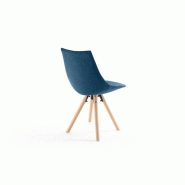 Lot de 2 chaises Sylvain - tissu bleu et pieds en hêtre naturel - design chic et confortable_3
