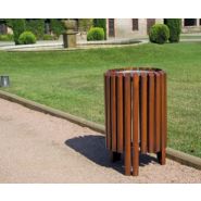 Poubelle publique UP16 - Corbeille Salou - Novatilu - 45 litres - Métallique et Bois_3