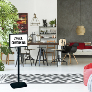 Porte-messages A3 simple-face - portrait ou paysage - pied 133 cm noir mat - Réf.214000NR - Black-Line® Cadro-Clic®_3