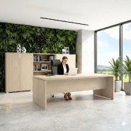 Bureau de direction TAK plateau rectangulaire - Mobel Linea - 200, Acacia clair_0