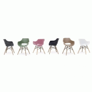 Lot de 4 chaises scandinave Remo - coque rouge mat - piétement en hêtre naturel - dimensions L60 x H85 x P54 cm_3