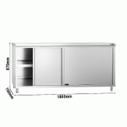 Meuble bas inox central P 700 mm avec portes - 1800_3