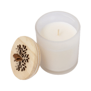 Bougie Noël - cire parfumée vanille - verre avec couvercle bois décor flocons - 325 gr_3
