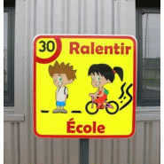 Panneau ralentir école jaune citron_3